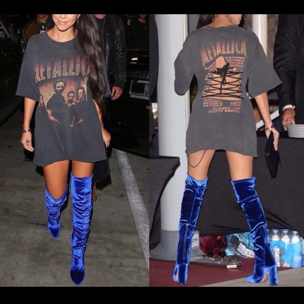 Over the knee boots velvet sapphire sexy elegant